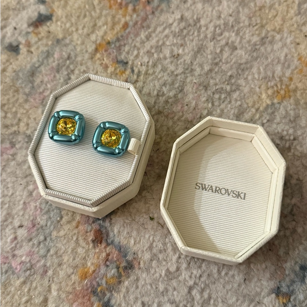 Swarovski Aquamarine and Citrine Crystal Studs
